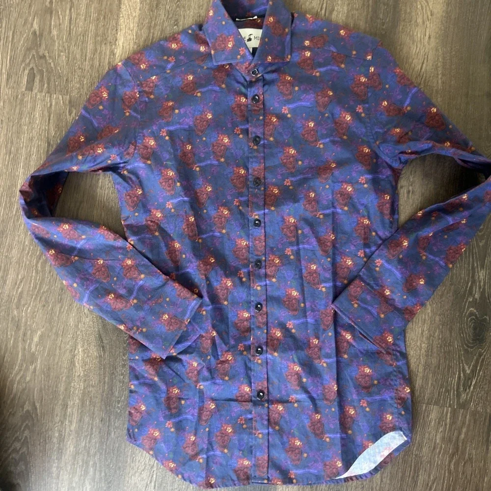 Blake Mill Men's Small Floral SKULLS Cotton Button Down Shirt Rebels And Gambler - Picture 2 of 7